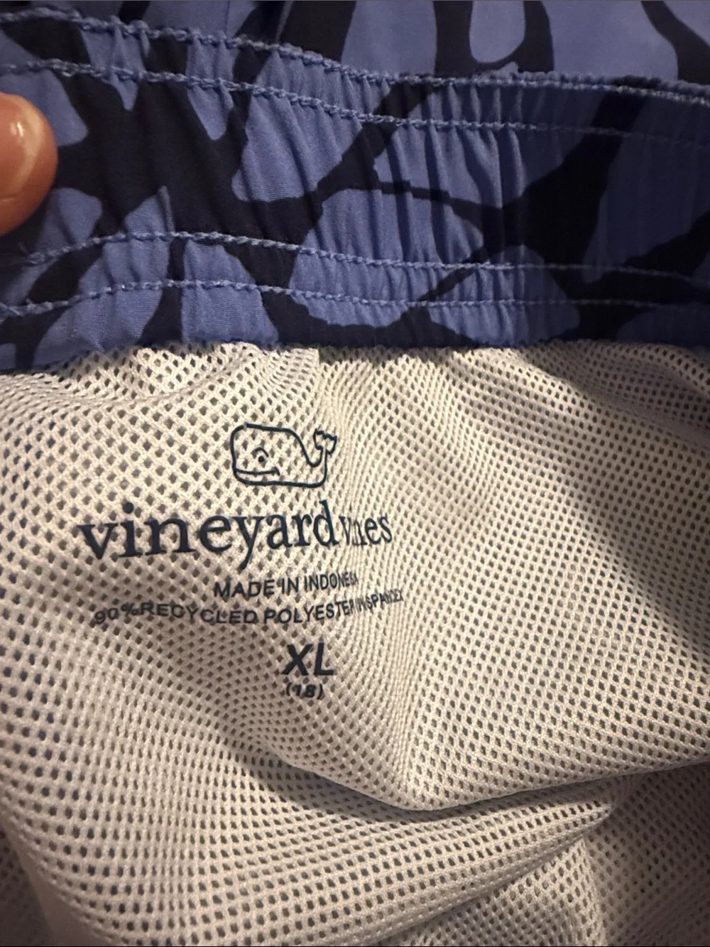Vineyard Vines Blue Abstract Leaf-Print Swim Trunks